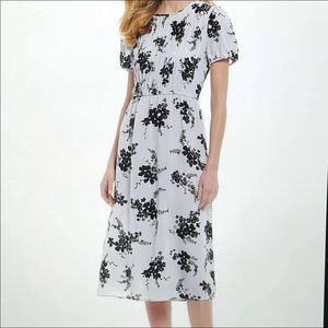 Michael Kors Floral Print Pintuck Midi Dress